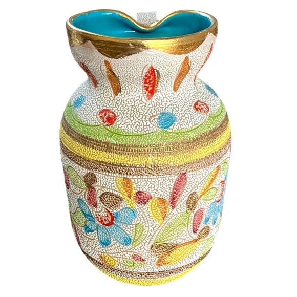 VTG Fratelli Fanciullacci Pebbled Lava Glaze Art Pottery Pitcher/Vase-Signed - Picture 5 of 14